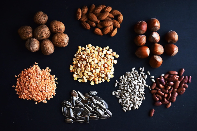 large group of objects, sunflower, choice, food and drink, directly above, nut - food, hazelnuts, freshness, dietary fiber, abundance, lens, 1080P, almonds