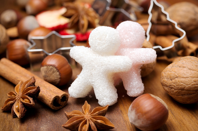 sugar, celebration, holidays, 5K, figures, spices, nuts, food, cinnamon, star anise, table, anise, candy, still life, food and drink, New Year, close-up