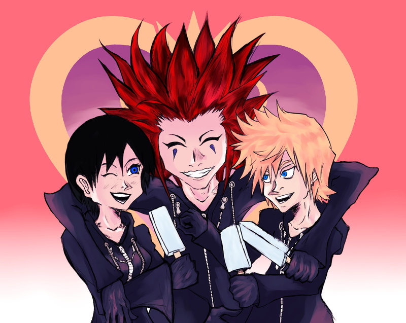 Kingdom Hearts, Xion (Kingdom Hearts), Roxas (Kingdom Hearts), 2K, Axel (Kingdom Hearts)