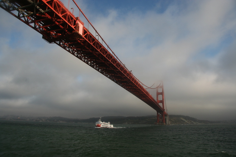 suspension Bridge, white, sea, transportation, bridge, famous Place, golden Gate Bridge, metal bridge, red, francisco, san Francisco County, 2K, sky, san