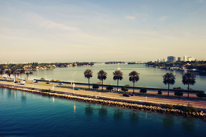 bay, bridge - Man Made Structure, FL, river, scenics - nature, blue, reflection, cloud - sky, water, sea, the ocean, Miami, waterfront, famous Place, sky