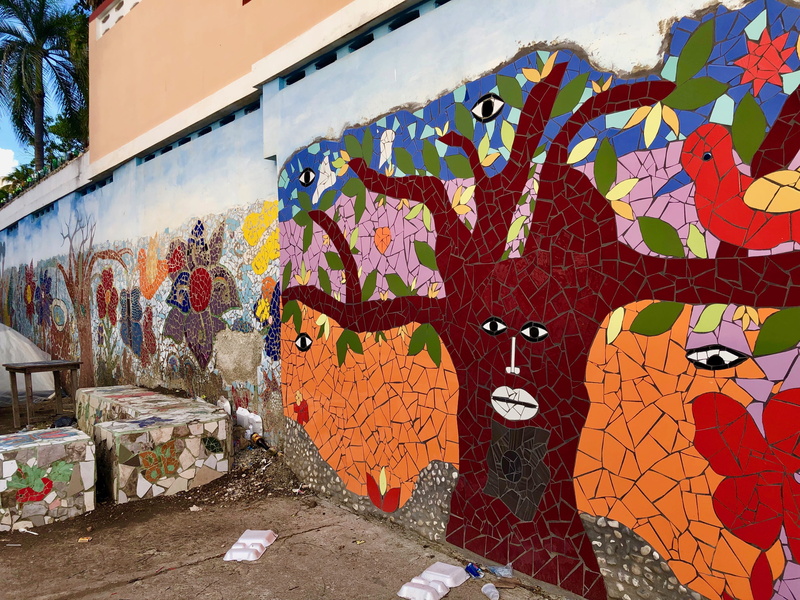 archaeology, graffiti, wall - building feature, Haiti, built structure, food, human representation, creativity, representation, wall, multi colored, plant