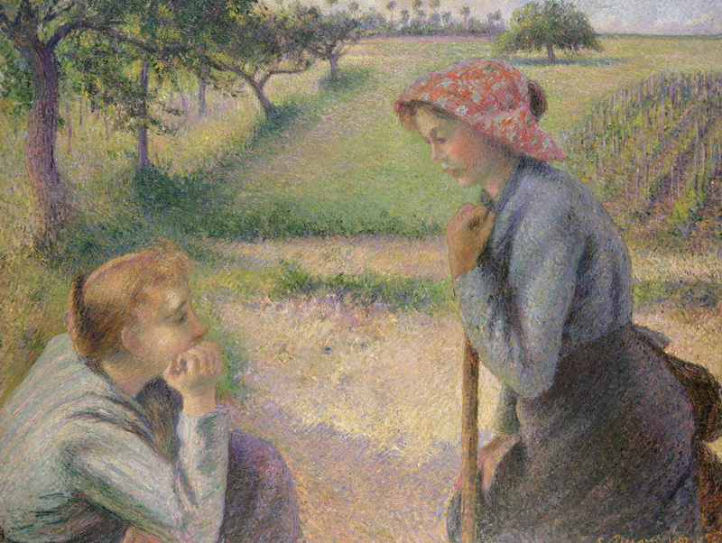 genre, Camille Pissarro, The Conversation Of Two Peasants, 2K, picture