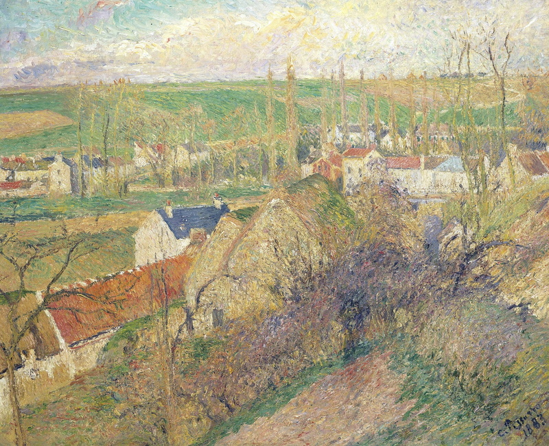 picture, trees, Camille Pissarro, landscape, home, 1080P, They are near PONTOISE