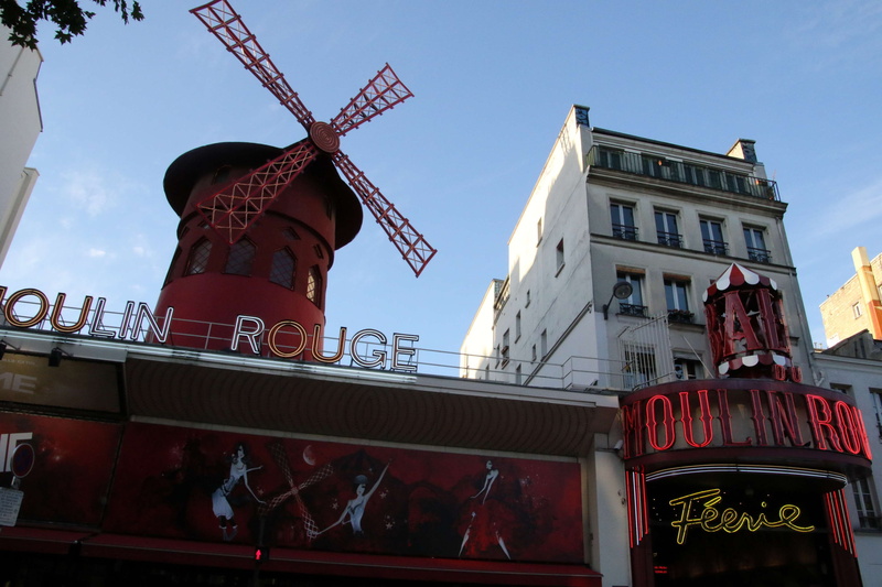 paris, french, architecture, france, building exterior, 4K, human representation, sky, built structure, no people, windmill, show, art and craft, sunlight