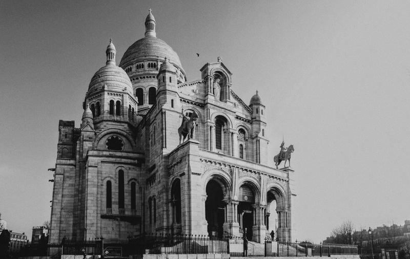 church, place of worship, sky, france, 2K, sacre-coeur, building exterior, building, tourism, travel, history, travel destinations, city, nature, religion