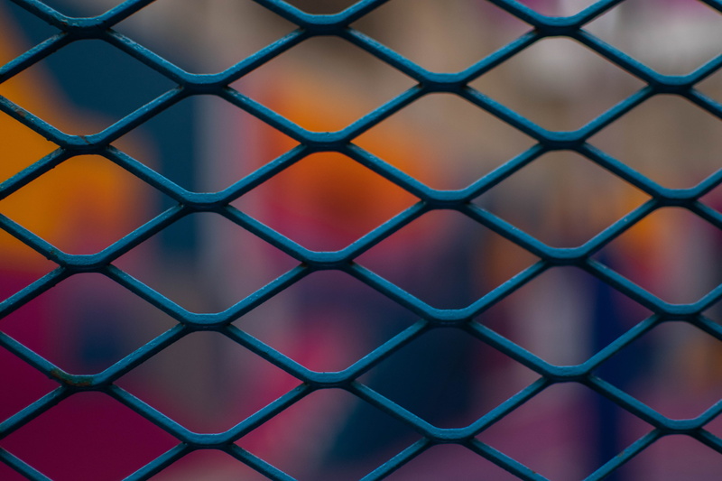 blur, large group of objects, pattern, france, full frame, backgrounds, grate, grille, blue, shape, repetition, design, wire fence, geometric shape, light