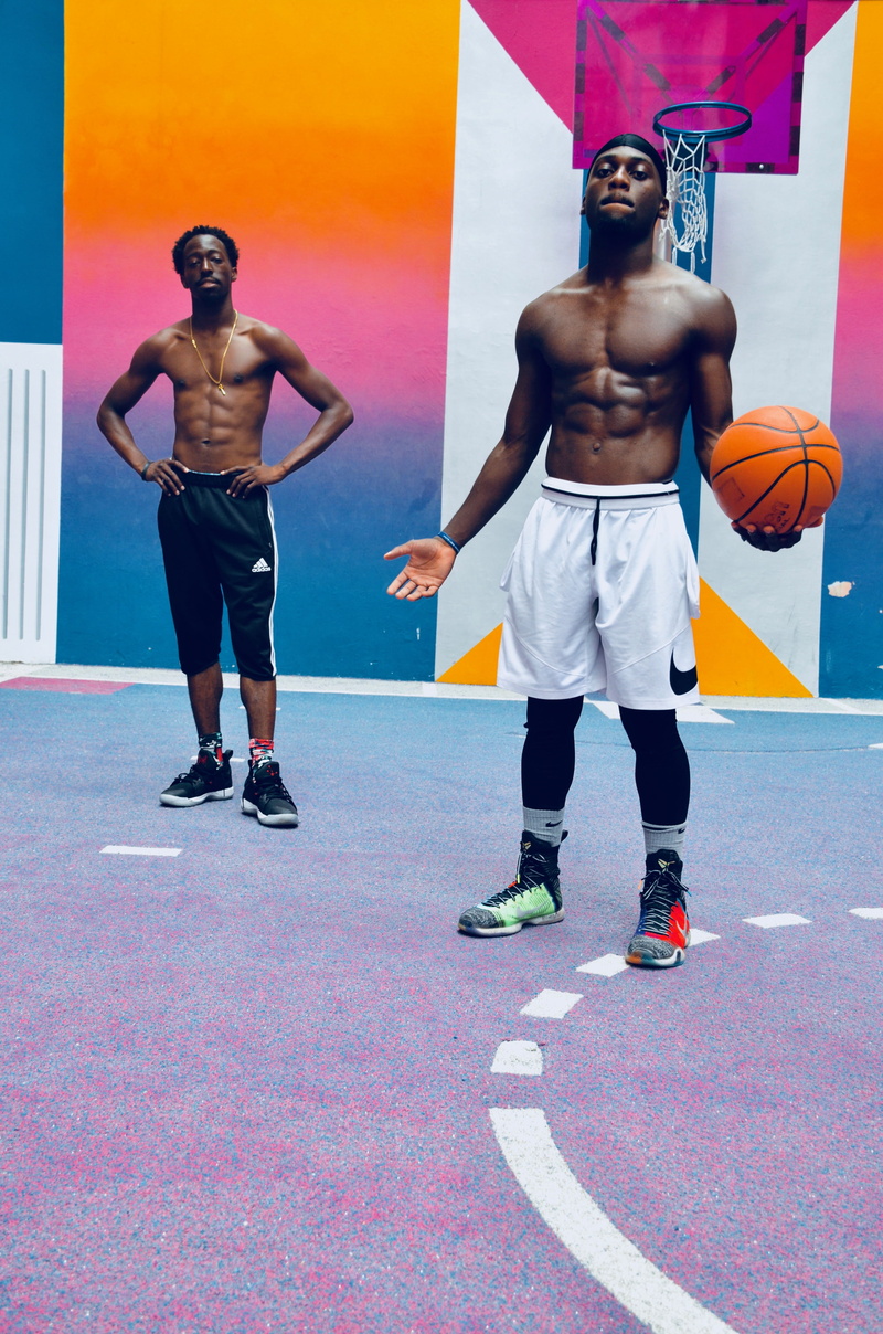 person, near, indoors, pigalle basketball, shorts, full length, two, 4K, people, man, healthy lifestyle, sport, adult, young men, paris, athlete, clothing