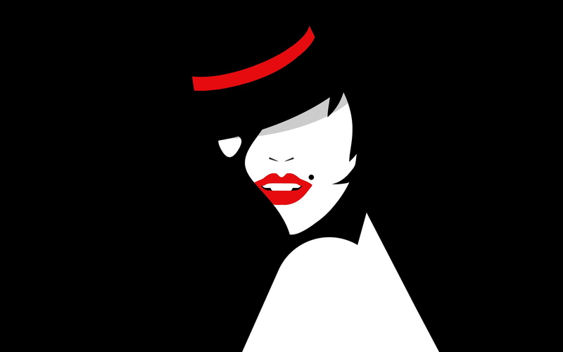 girl, silhouette, vector, hat, 2K, lips, cabaret, lipstick