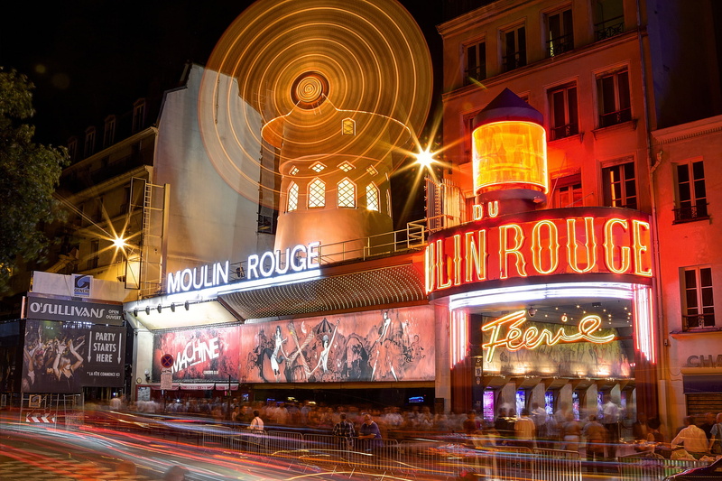lights, 1080P, Moulin Rouge, night, cabaret, Paris