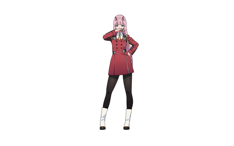 Darling in the FranXX, Zero Two (Darling in the FranXX), copy space, Anime, red, standing, women, warm clothing, indoors, holding, clothing, cold temperature