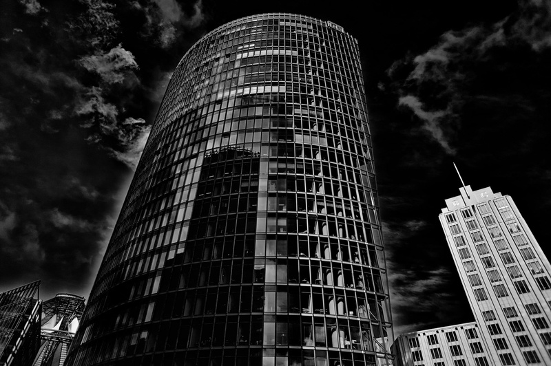 high rise building, built Structure, 1080P, urban, reflections, rise, building Exterior, high, skyscraper, Potsdamer  Platz, photography, Berlin, office Building