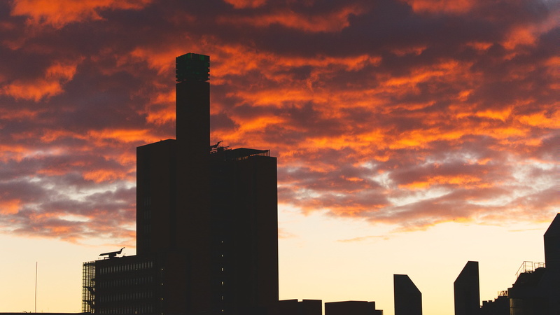 shadow, windows, factory, sky, potsdamer platz, office building exterior, dramatic sky, cityscape, no people, houses, skyline, city, berlin, dusk, sunset
