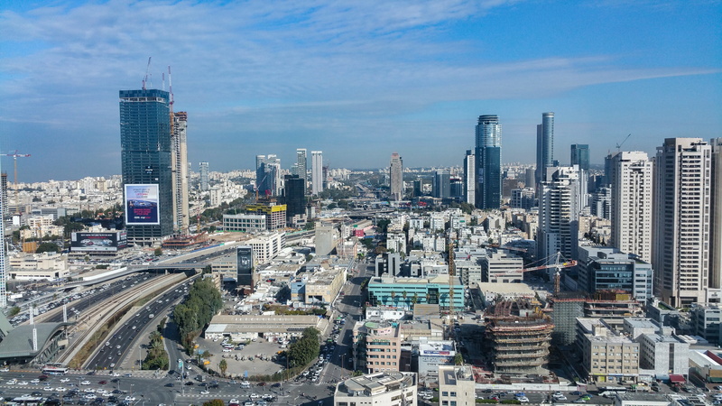 buildings, building, modern, cityscape, multiple lane highway, israel, tel aviv, tall - high, skyscraper, nature, urban, office, office building exterior