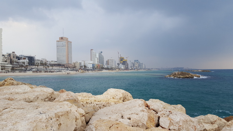 5K, summer, tel aviv, building, architecture, solid, sea, nature, skyscraper, rock, beach, city, water, landscape, rock - object, built structure, travel destinations