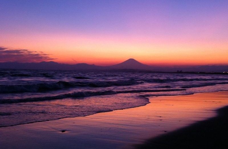 nature, coastline, landscape, mt.fuji, kanagawa, Shonan, outdoors, iphone4, beach, sunrise - Dawn, japan, dusk, syonan, Sunset  beach, sunset, 1080P, scenics