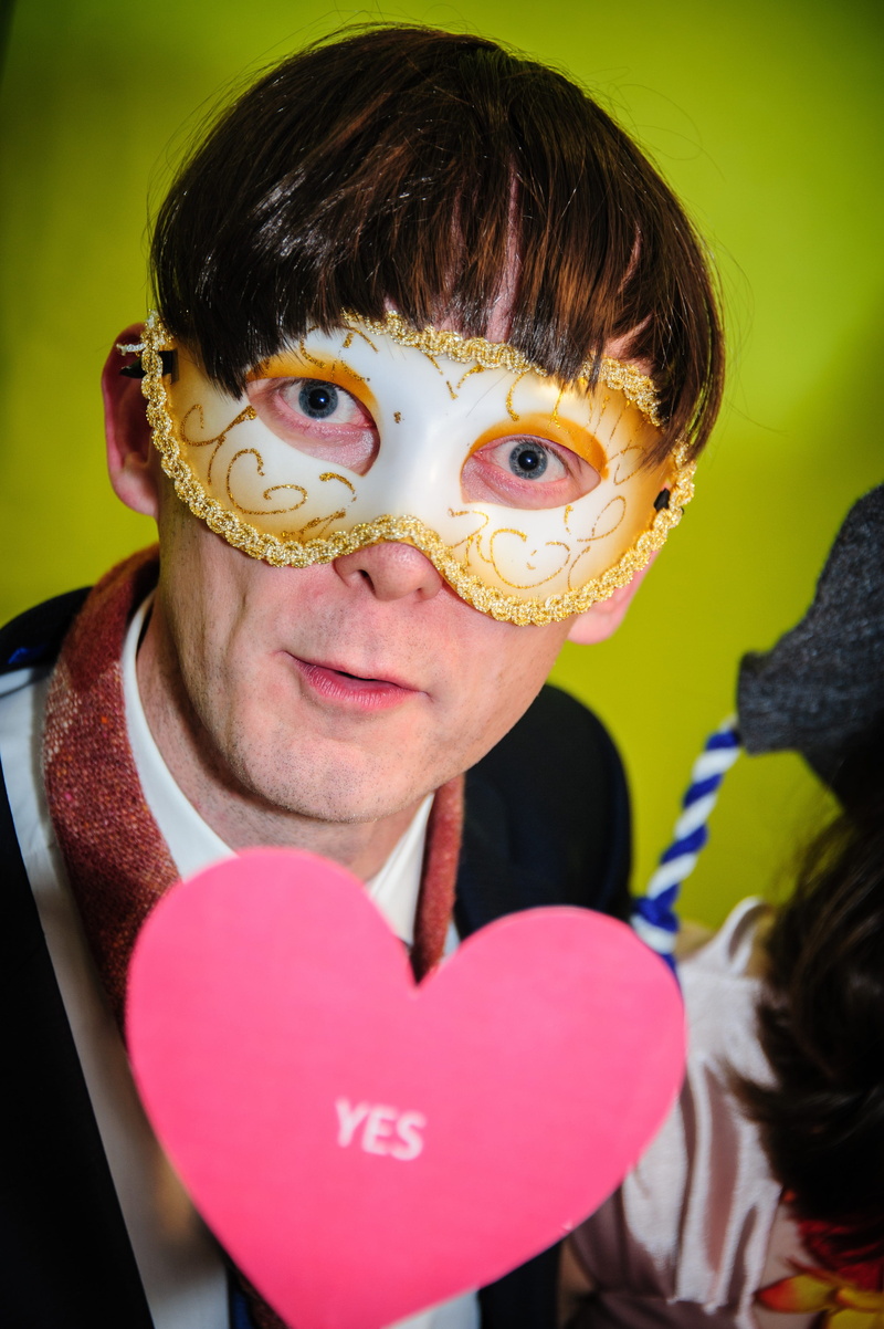 close-up, innocence, 4K, real people, fun, panel, wedding, positive emotion, funny, men, portrait, mask, indoors, smiling, man, one person, childhood
