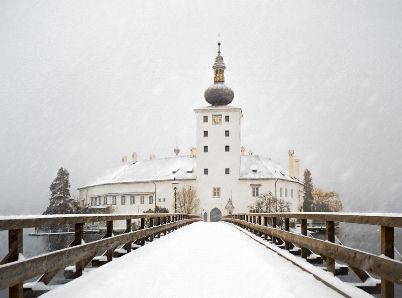 travel Destinations, mountain, scenery, white, storm, sky, lake, church, history, motion, famous Place, cold - Temperature, europe, architecture, travel