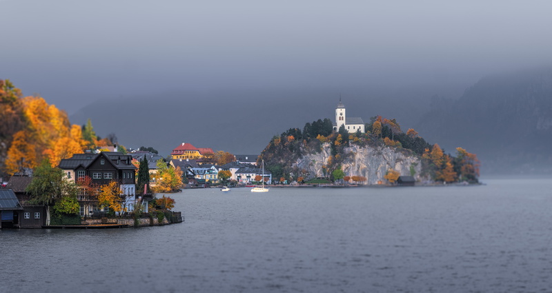 sea, peninsula, forest, rest, waterfront, mountain, trueb, beauty in nature, passenger craft, land, autumn, silent, scenics - nature, architecture, no people
