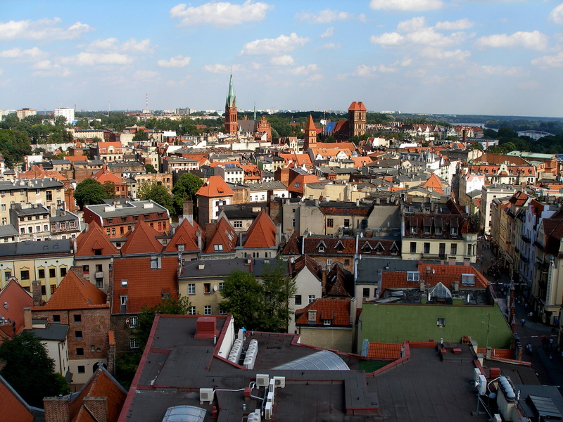 houses, monument, old town, crowded, outdoors, the town hall, nature, bridge, toruń, building, sky, townhouses, old house, buildings, city, towers, community