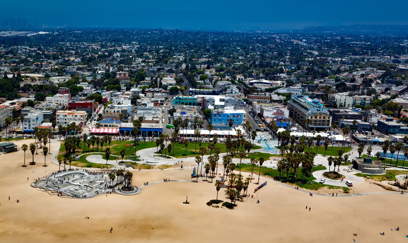 seashore, attractions, building exterior, city, scenic, aerial, california, venice beach, tourism, no people, vacation, outdoors, 1080P, land, sky, view