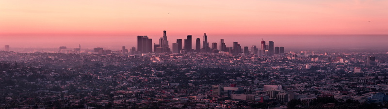 8K, California, wide angle, sunset, sky, USA, Los Angeles, city, building