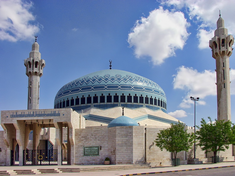 place of worship, nature, travel, blue mosque, jordan, architecture, building, 1080P, religion, architectural column, tourism, built structure, cloud - sky