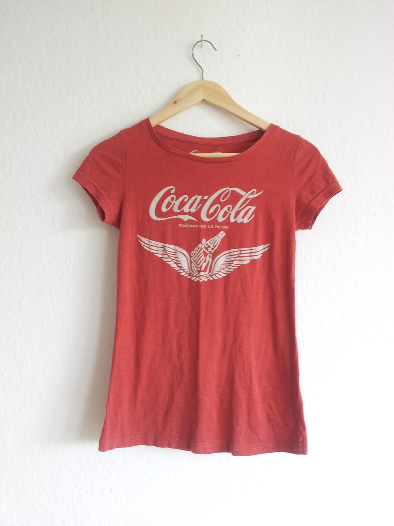 cola, T Shirt, close-up, single object, shirt, still life, Coca-Cola, clothing, textile, white background, hanged, coca, studio shot, wall - building feature