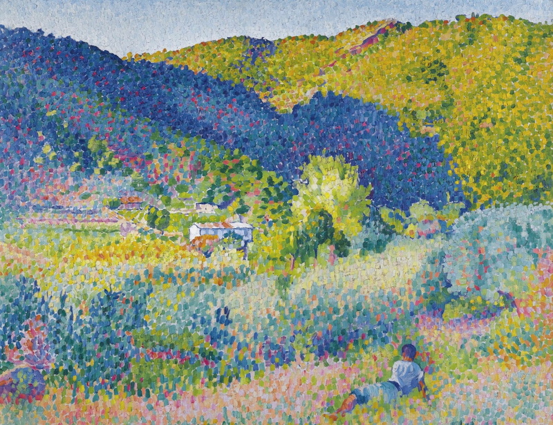 pointillism, Henri Edmond Cross, 1080P, picture, Landscape with Mountains, Henri Cross