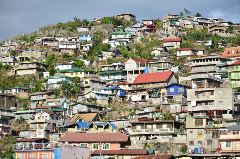 crowded, travel destinations, house, townscape, community, building, roof, tree, apartment, built structure, philippines, town, day, baguio, residential district