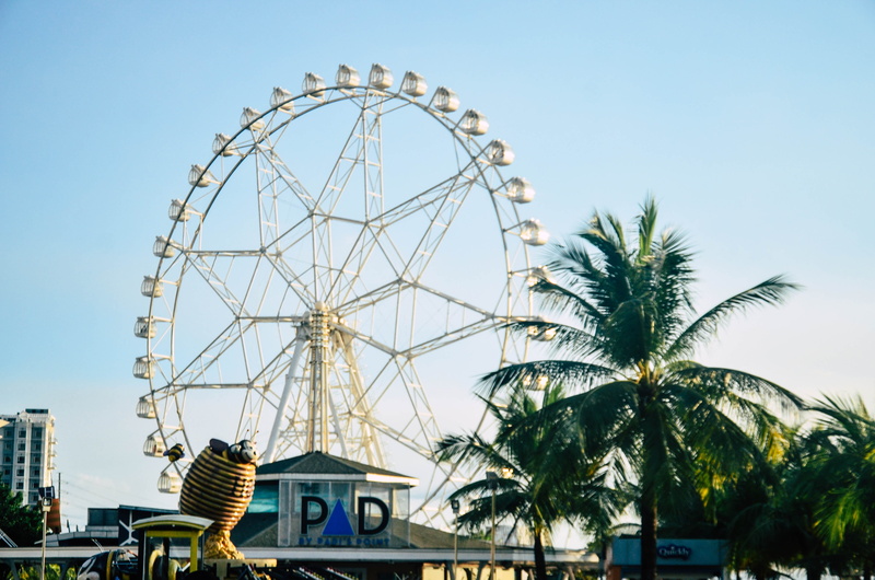 low angle view, sm by the bay amusement park, bay, architecture, nature, building exterior, sm by the bay, big wheel, tree, plant, no people, blue, amusement