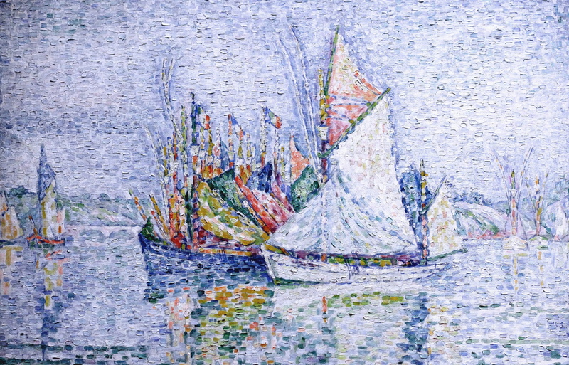 sail, 2K, Concarneau. Port, Paul Signac, boat, pointillism, picture