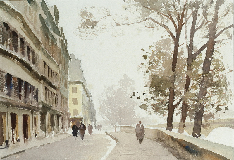 Nov. Ile-de-La-La enough. Paris, watercolor, picture, the urban landscape, 1080P, Edward Seago