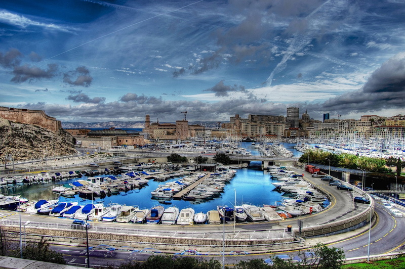 panorama, port, marseille, 1080P, sea, urban, france, vieux, harbor, cities, panoramic, monuments, provence, architecture