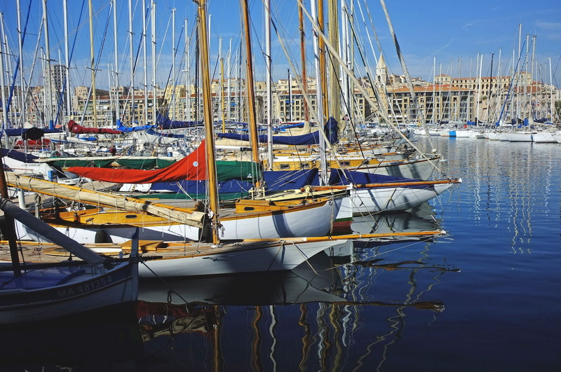 panorama, sea, urban, 1080P, port, provence, cities, france, monuments, architecture, marseille, panoramic, harbor, vieux