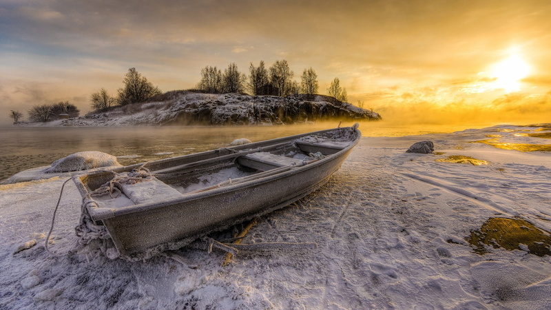 outdoors, landscape, land, boat, 1080P, moored, sky, transportation, no people, nautical vessel, cloud - sky, winter, sunset, tranquil scene, shore, beach