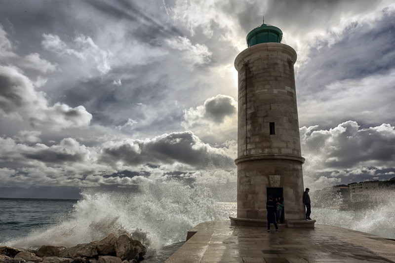 water, tower, leaning, horizon over water, harbor, old harbor, nature, ocean, outdoors, mediterranean, man, south of france, cloud - sky, beach, building exterior