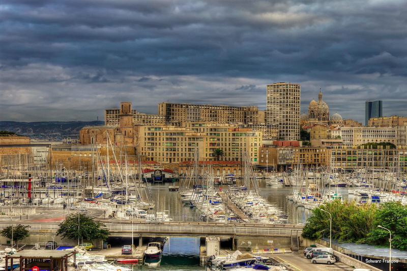harbor, marseille, france, sea, urban, 1080P, monuments, vieux, port, panorama, architecture, panoramic, cities, provence