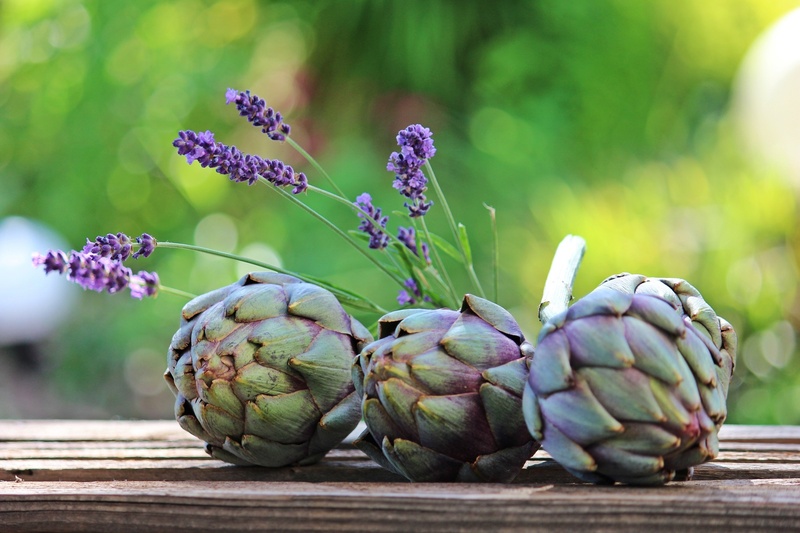 artichokes, healthy, no people, wellbeing, wooden box, box, agriculture, decoration, mediteran, vegetable, three, purple, mood, artichoke, freshness, still life