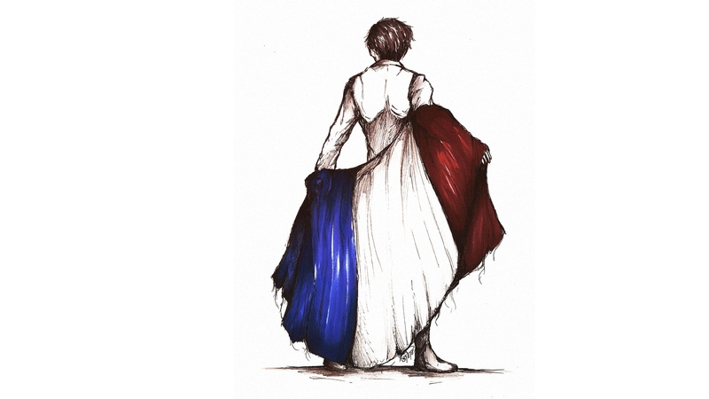 sketches, France, flag, 1080P
