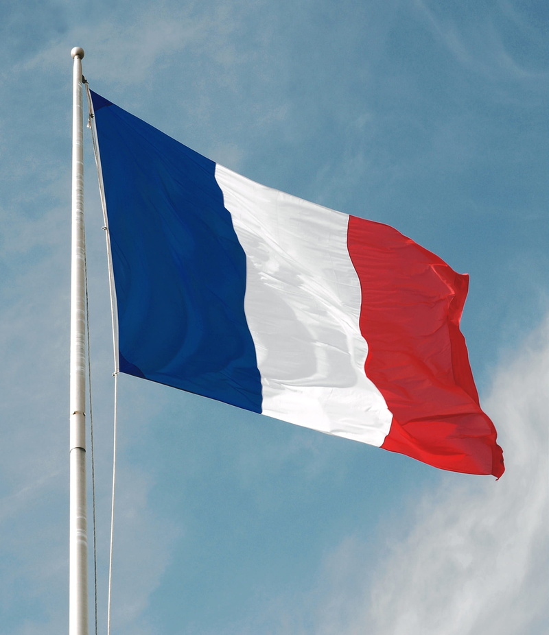 low angle view, French Flag, red, cloud - sky, pride, no people, nature, blue, day, outdoors, clouds, pole, France, Nation, emotion, sky, waving, environment
