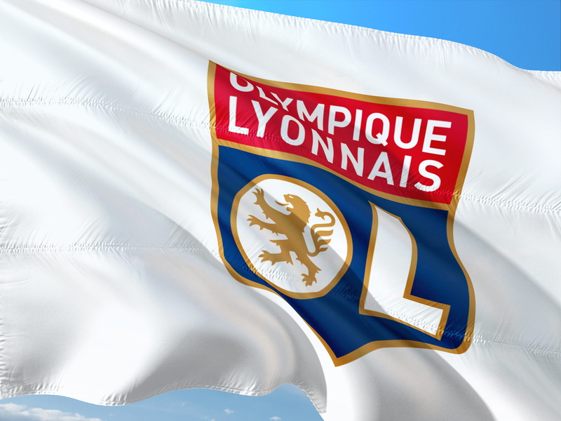symbol, gold colored, communication, olympique lyon, light - natural phenomenon, ligue 1, day, badge, red, football, single object, international, insignia