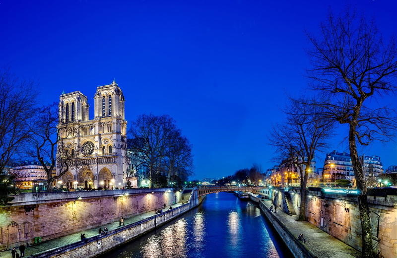 nature, no people, bare tree, Paris, building Exterior, bridge - Man Made Structure, old, street Light, winter, paris - France, urban Scene, river, concrete