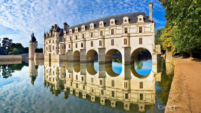 Castle, 1080P, France, Reflection, Castles, Château De Chenonceau