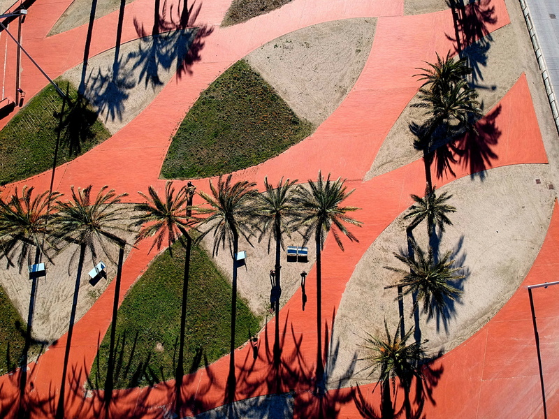 built structure, sand, orange color, green color, tropical climate, birds, beauty in nature, wall - building feature, day, outdoors, multi colored, park
