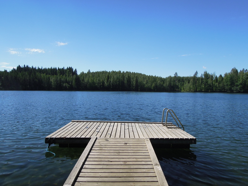 tranquil scene, wood - material, beauty in nature, clear sky, growth, 2K, idyllic, day, non-urban scene, nature, lake, tranquility, water, blue sky, finnish