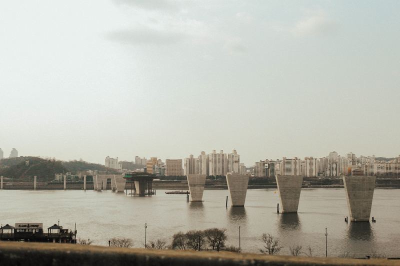 city, han river, wanderlust, apartments, outdoors, sky, transportation, building, downtown, cityscape, view, bridge, built structure, connection, river