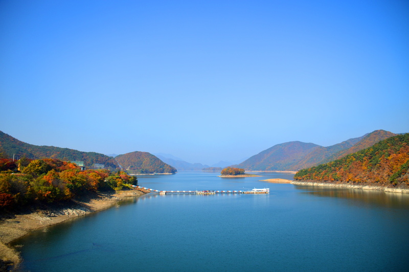 republic of korea, han river, no people, mountain, plant, 5K, day, landscape, blue, mountain range, tranquility, clear sky, river, water, scenics - nature