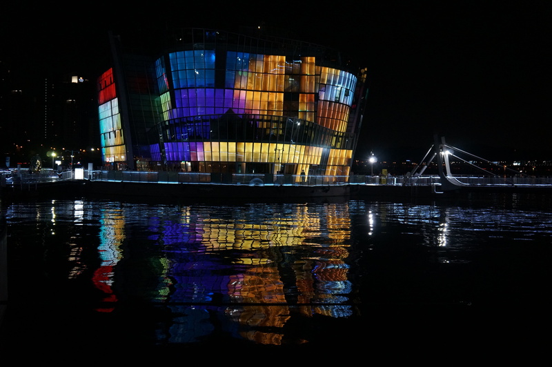 nightlife, building, night view, sebit floating island, office building exterior, architecture, han river, cityscape, 4K, modern, outdoors, city, travel destinations