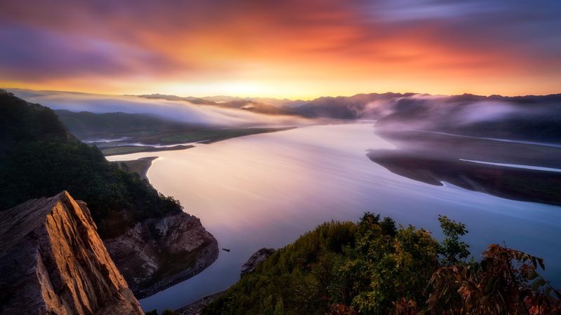 picturesque, north korea, reflection, river, sunrise, beautiful, amazing, 4K, border, yalu river, sinuiju
